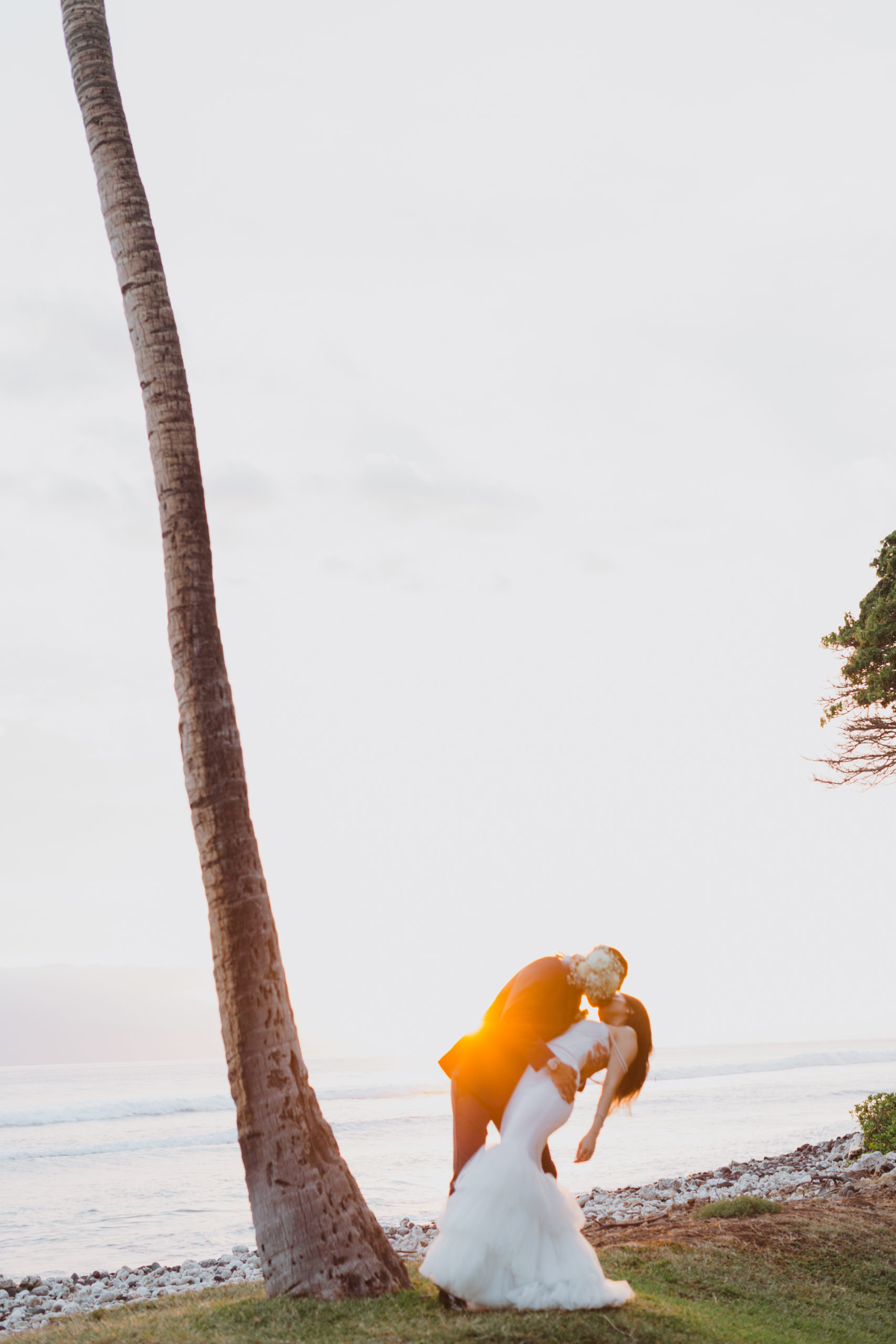 bride and groom maui